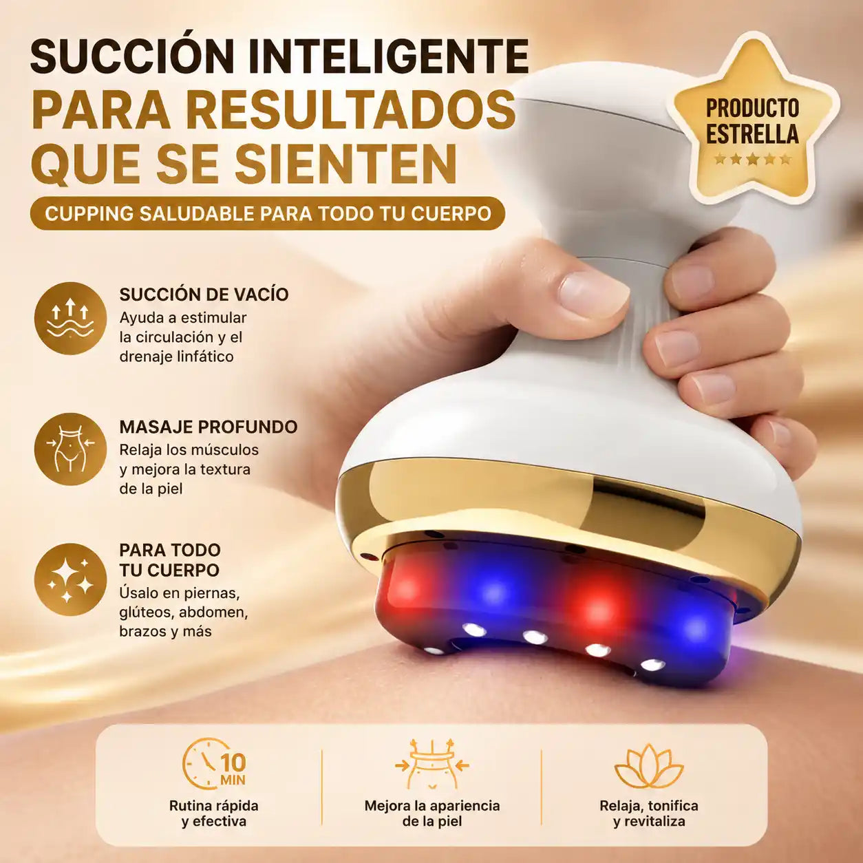 VeloCurve® Masajeador Anticelulitis Inteligente | Piel más lisa en solo minutos al día