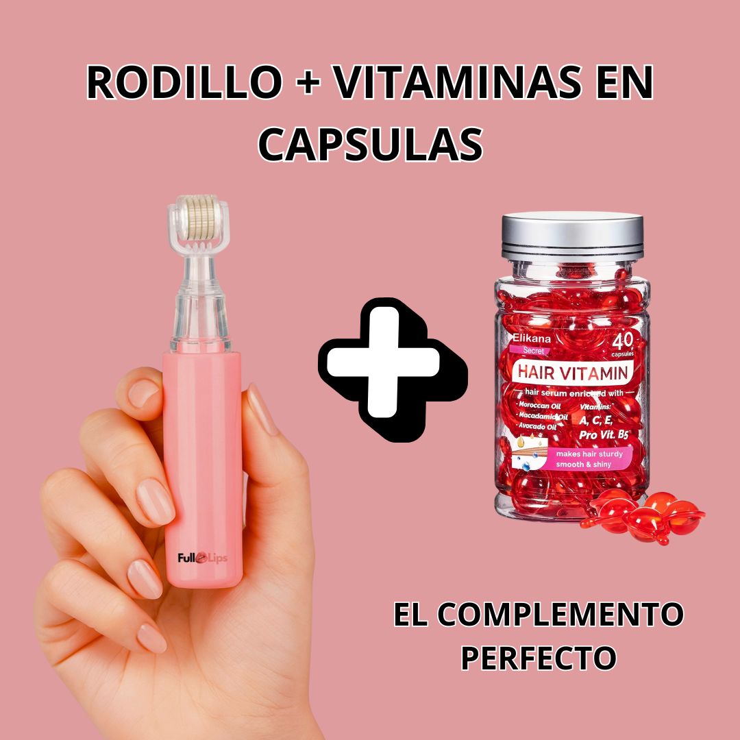 DERMAROLLER - Rodillo para el crecimiento de las cejas y el cabello + Vitaminas