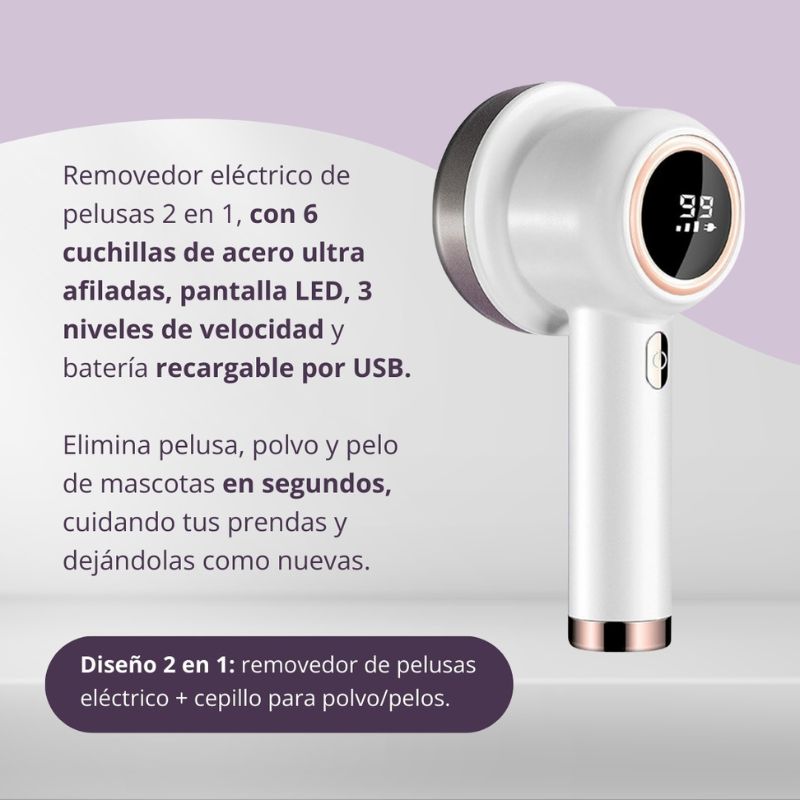 SpinClean | Removedor De Pelusa Eléctrico Recargable