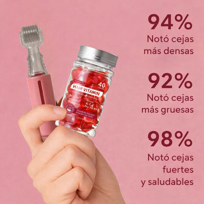 DERMAROLLER - Rodillo para el crecimiento de las cejas y el cabello + Vitaminas