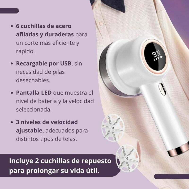 SpinClean | Removedor De Pelusa Eléctrico Recargable