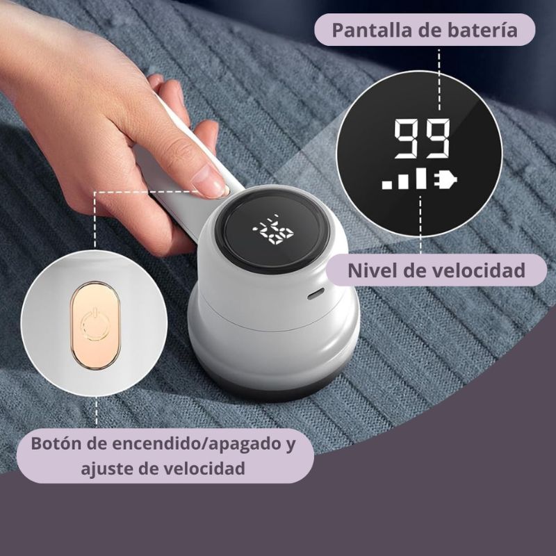 SpinClean | Removedor De Pelusa Eléctrico Recargable
