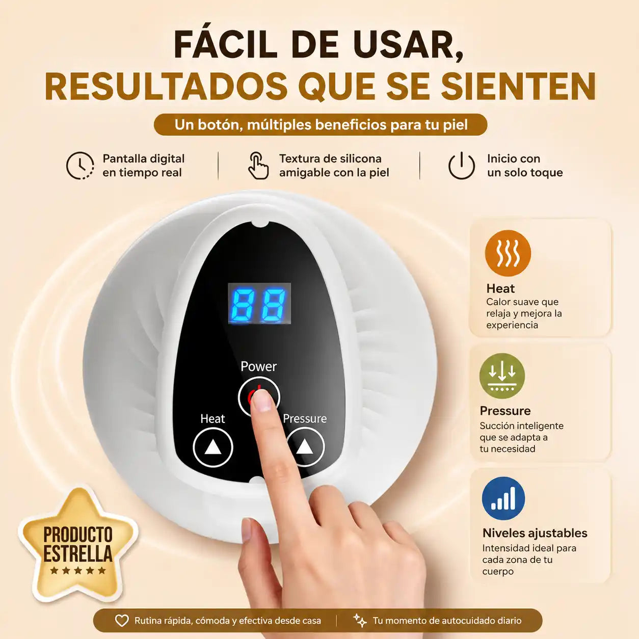 VeloCurve® Masajeador Anticelulitis Inteligente | Piel más lisa en solo minutos al día