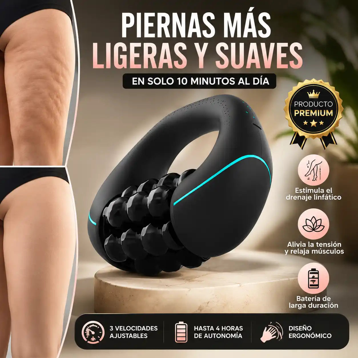 PulseRoll™ Masajeador Linfático Eléctrico | Piernas más ligeras y relajadas en minutos