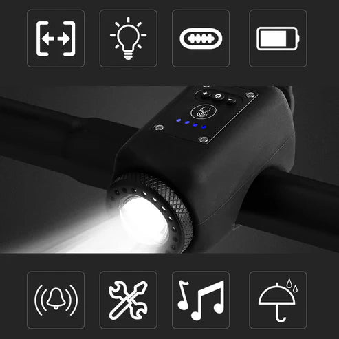 RideGuard™ | Bocina para Bicicleta con Linterna Impermeable