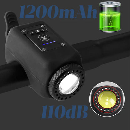 RideGuard™ | Bocina para Bicicleta con Linterna Impermeable