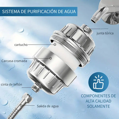 AquaClean | Filtro De Ducha con 15 Capas para Eliminar impurezas